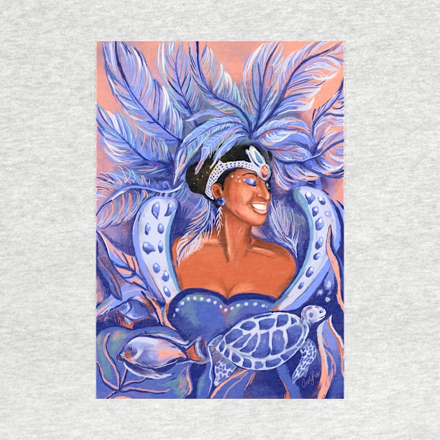 Afro Girl Celebrating Carnival Fashion Print by Cindy Rose Studio by cindyrosestudio